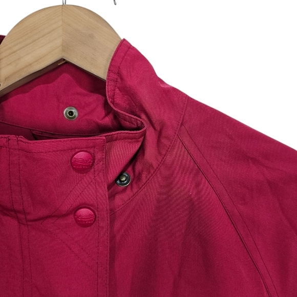 VTG L.L. Bean Long Trench Coat Sz Medium Burgundy Outdoor 80s 90s Nylon Jacket - Picture 10 of 14